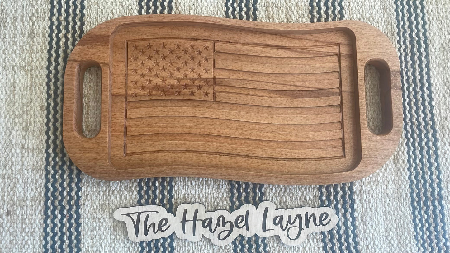 American flag serving board