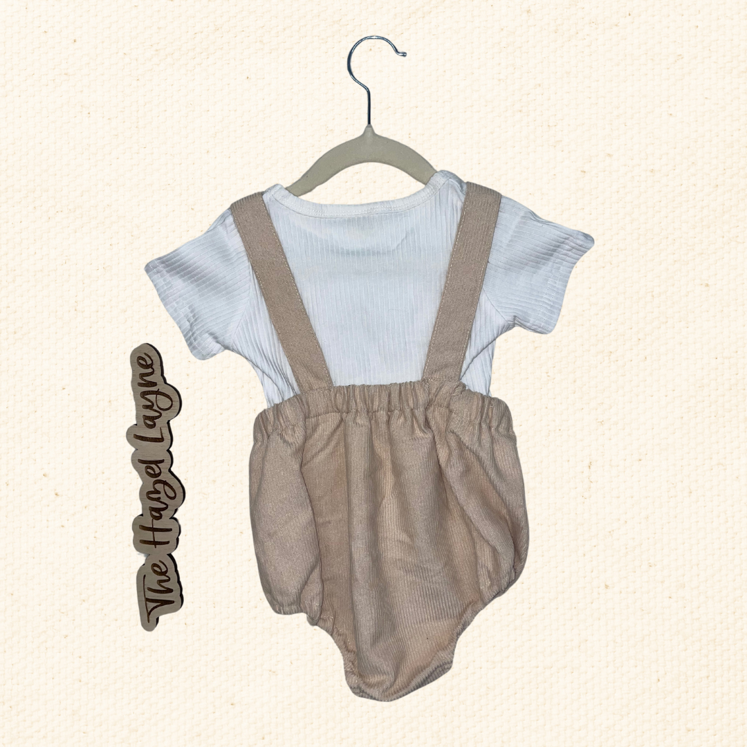 Corduroy Overalls Romper Set