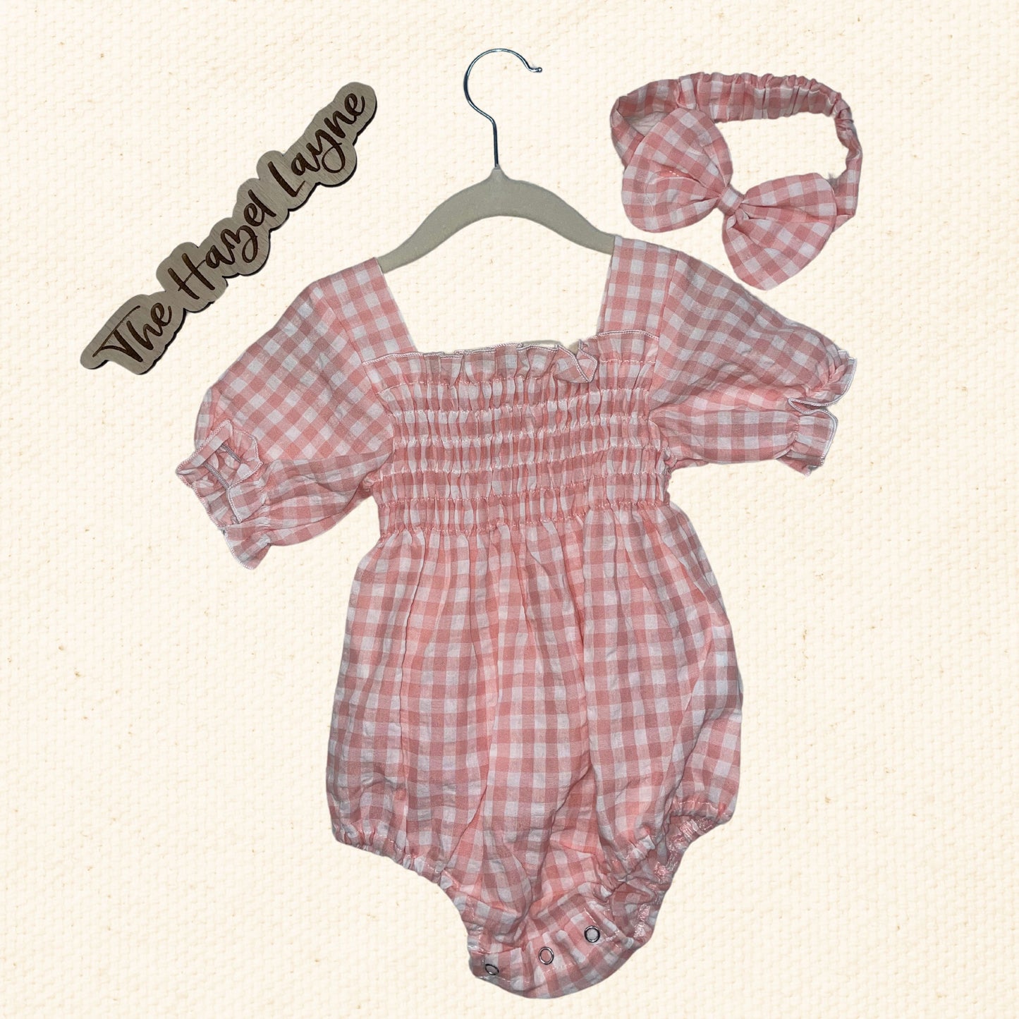 Gingham Scrunch Pink Romper