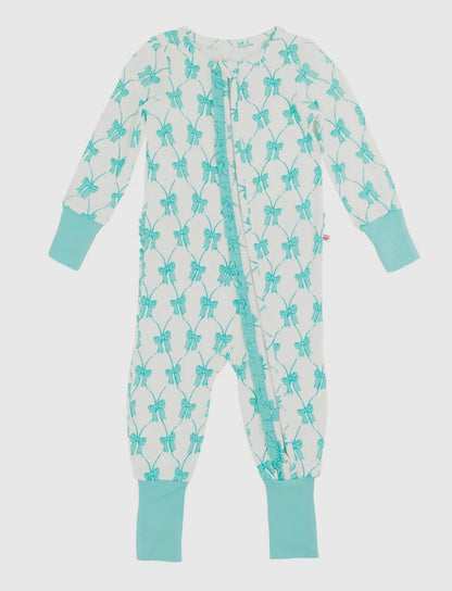 Teal Fairytale Bows Bamboo
Convertible Ruffle Zippy