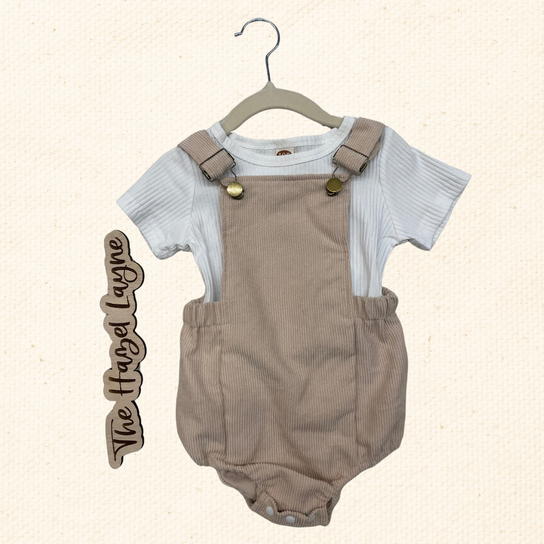 Corduroy Overalls Romper Set